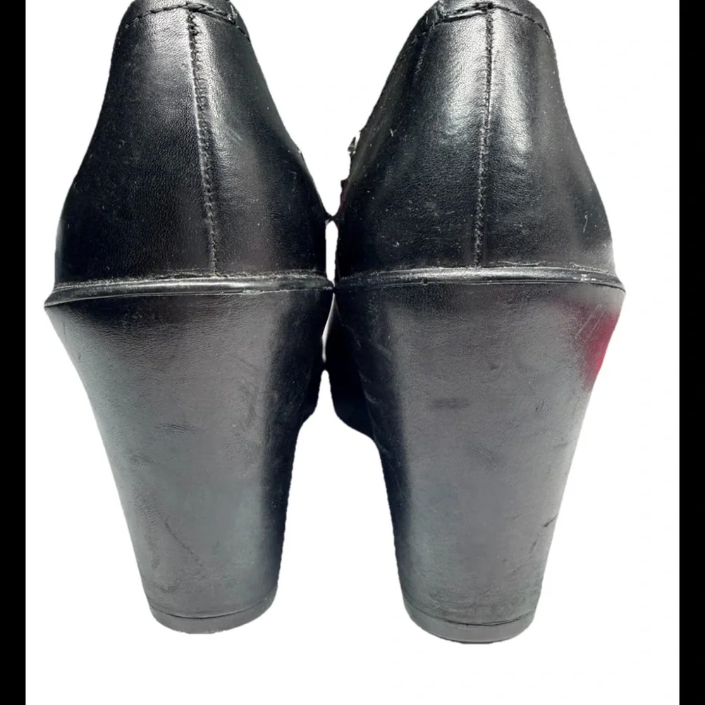 DANSKO Women’s FLORENCE Black Leather Wedge Bootie Side Zip Sz 38 (8-8.5)
